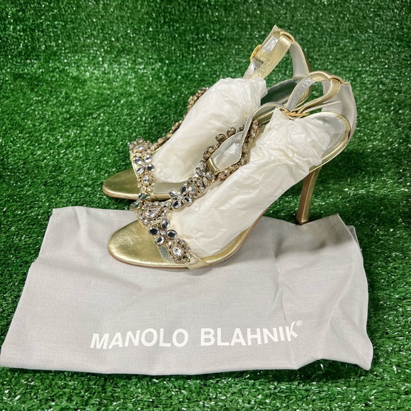 Manolo Blahnik gold sandals